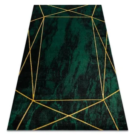Dywan EMERALD 1022 glamour, geometryczny wzór w butelkowej zieleni i złocie
