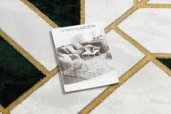 Stylowy dywan EMERALD w butelkowej zieleni i złocie, geometryczny design