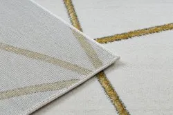Geometryczny dywan EMERALD 1013 o luksusowej kremowej i złotej teksturze