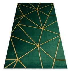 Ekskluzywny dywan EMERALD w geometrycznym stylu, butelkowa zieleń i złoto