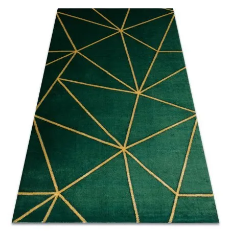 Ekskluzywny dywan EMERALD w geometrycznym stylu, butelkowa zieleń i złoto