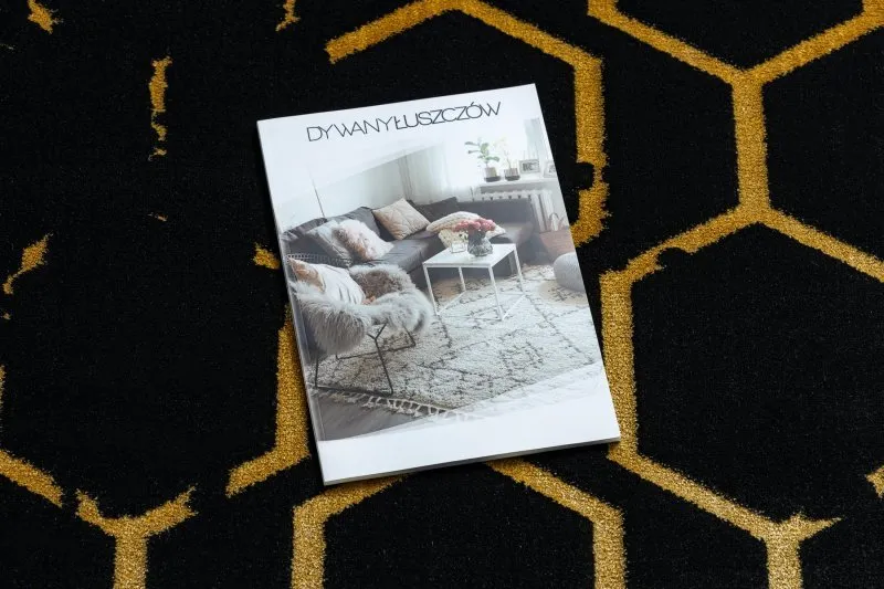 Stylowy dywan GLOSS 407C 86 w kolorze czarnym i złotym, art deco