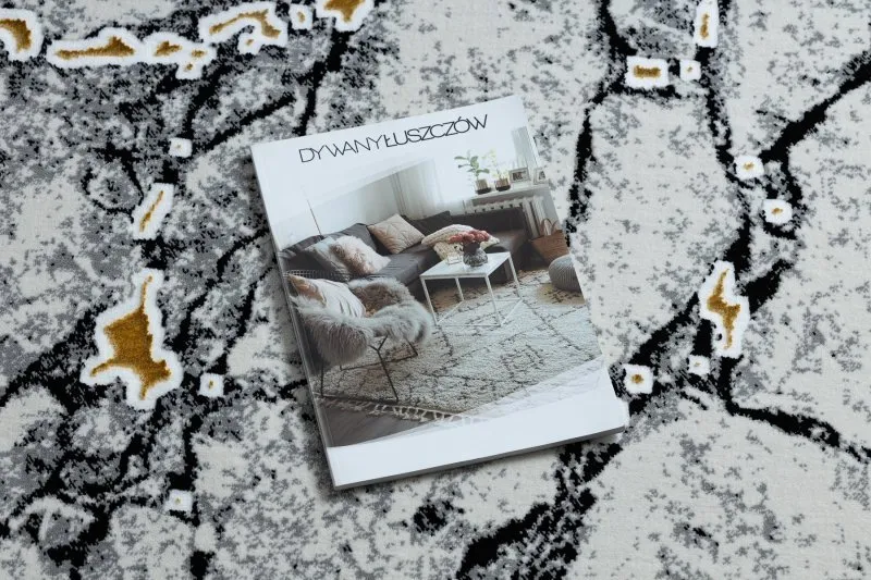 Stylowy dywan GLOSS 528A 58 w kolorze kości słoniowej i czerni, nowoczesny
