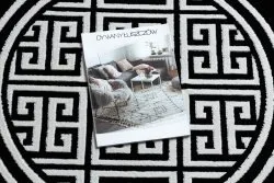 Stylowy dywan w kształcie koła GLOSS 6776 85, elegancki czarny i kremowy