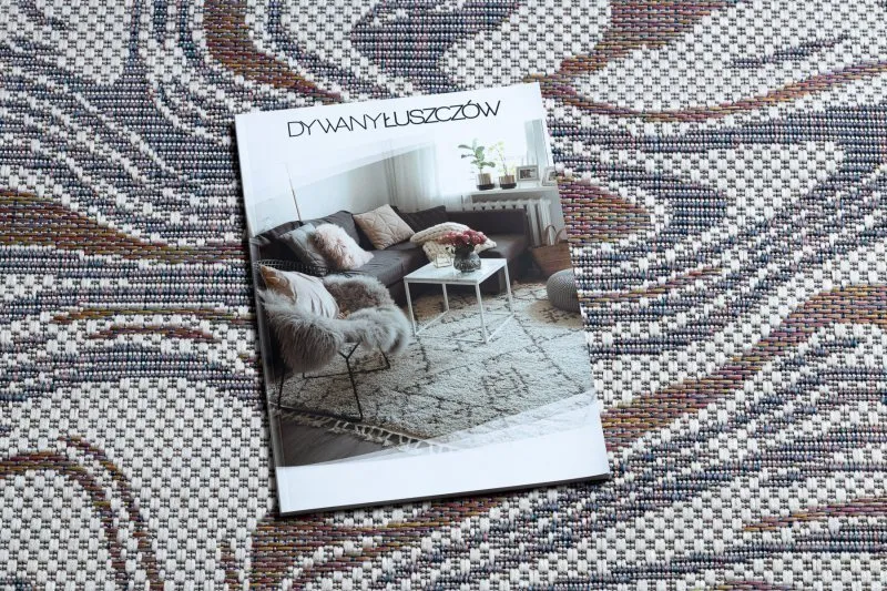 Stylowy dywan SION Fale 2836 w odcieniach ecru, niebieskim i różowym, idealny do nowoczesnych wnętrz