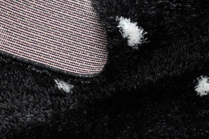 Dywan FLUFFY 2370 w antracytowo-białe wzory, świetny do pokoju dziecięcego