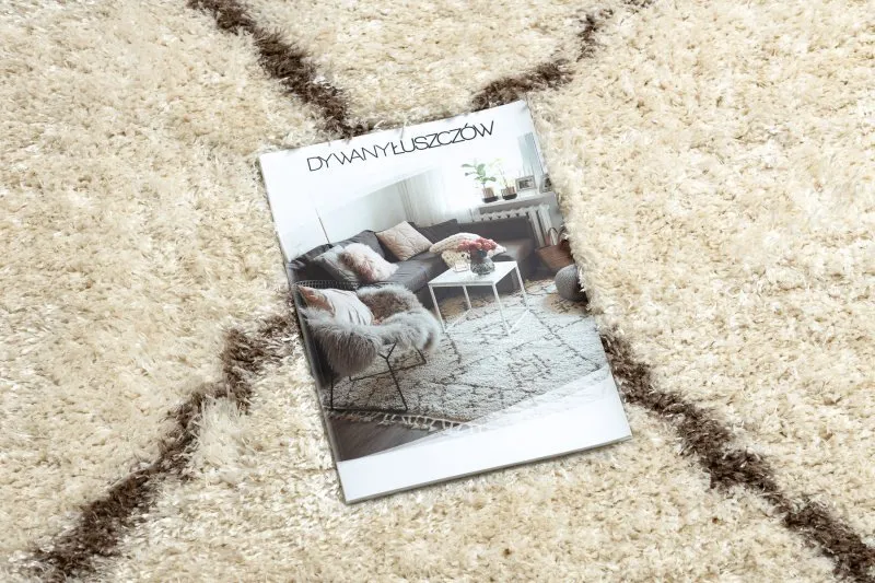 Kremowo-beżowy dywan FLUFFY 2373 w stylu shaggy, doskonały do nowoczesnych wnętrz