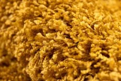 Stylowy dywan SOFFI shaggy 5cm w złotym kolorze, świetny do ogrodu zimowego