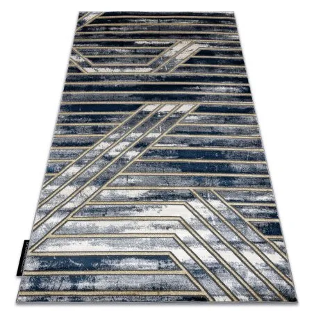 Nowoczesny dywan DE LUXE w granatowo-złotym kolorze, strukturalny design