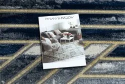 Stylowy dywan w odcieniach granatu i złota, idealny do nowoczesnych wnętrz