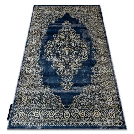 Dywan nowoczesny DE LUXE 474 ornament granatowy złoty - strukturalny materiał