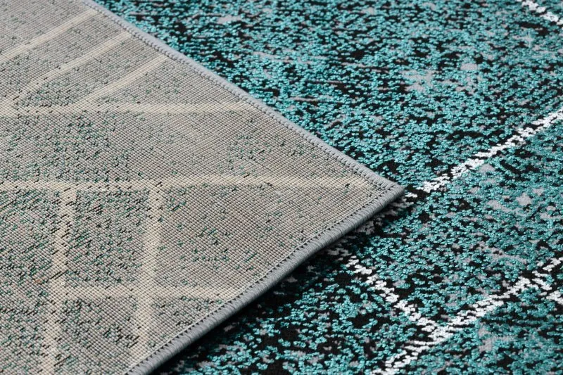 Strukturalny dywan DE LUXE 626 o geometrycznym wzorze, szary i zielony kolor