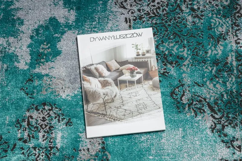 Nowoczesny dywan DE LUXE 6754 w zielono-szarej kolorystyce, idealny do każdego wnętrza