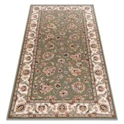 Dywan wełniany NAIN Ornament w zielono-beżowej kolorystyce, elegancki design