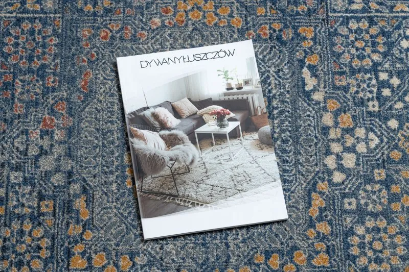 Stylowy dywan NAIN Ornament w granatowo-pomarańczowym kolorze