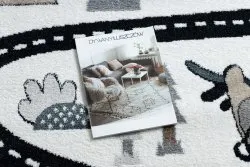 Kremowy dywan FUN Route dla dzieci, z ulicą i zwierzętami, idealny do pokoju