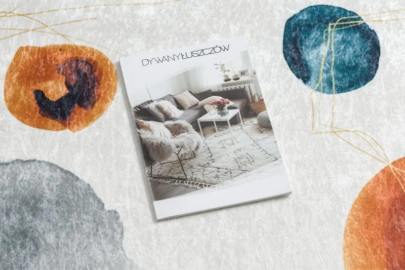Biało-niebieski dywan do prania ANDRE 1112 w nowoczesnym stylu
