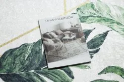 Antypoślizgowy dywan ANDRE 1168 z liśćmi Monstera, wykonany z materiału do prania