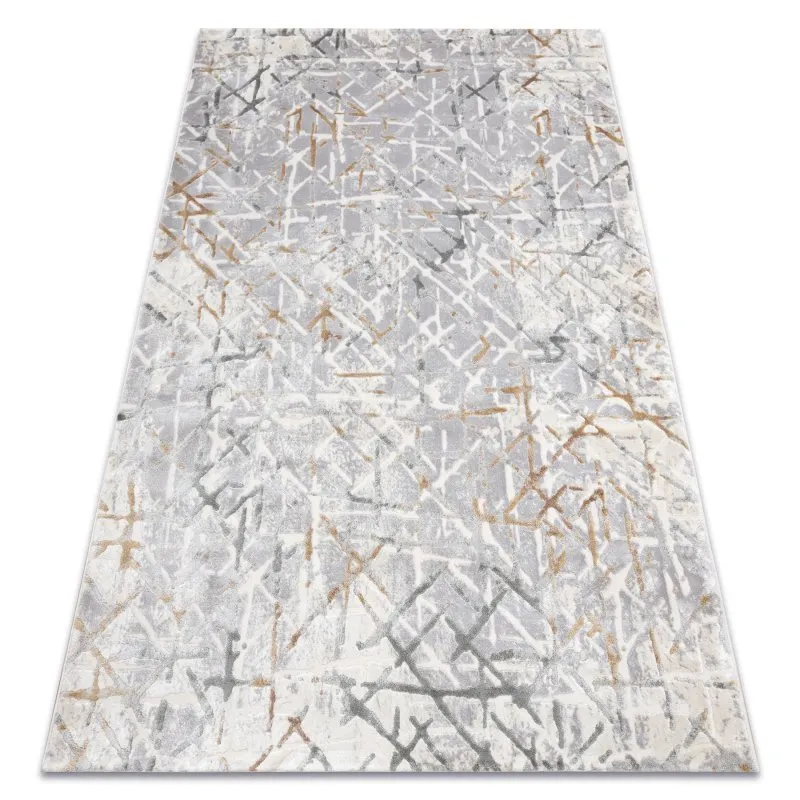 Dywan akrylowy ELITRA 9964 w kratkę w odcieniach szaro-żółtych, nowoczesny design