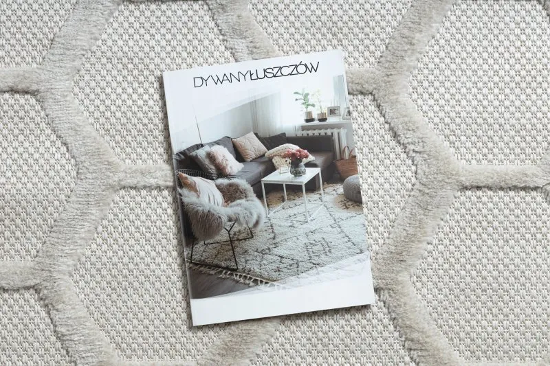 Beżowy dywan SANTO SIZAL w stylu plastra miodu, idealny do nowoczesnych wnętrz