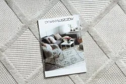 Beżowy dywan SANTO SZNURKOWY SIZAL 58365B w kratkę, stylowy dodatek do wnętrz