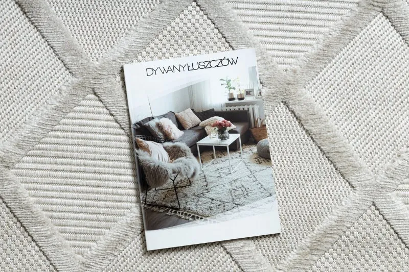Beżowy dywan SANTO SZNURKOWY SIZAL 58365B w kratkę, stylowy dodatek do wnętrz