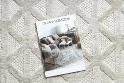 Beżowy dywan SANTO SIZAL 58500 w trójkąty, stylowy dywan do wnętrz