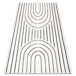 Dywan geometryczny kremowo-czarny, nowoczesny design, idealny do salonu