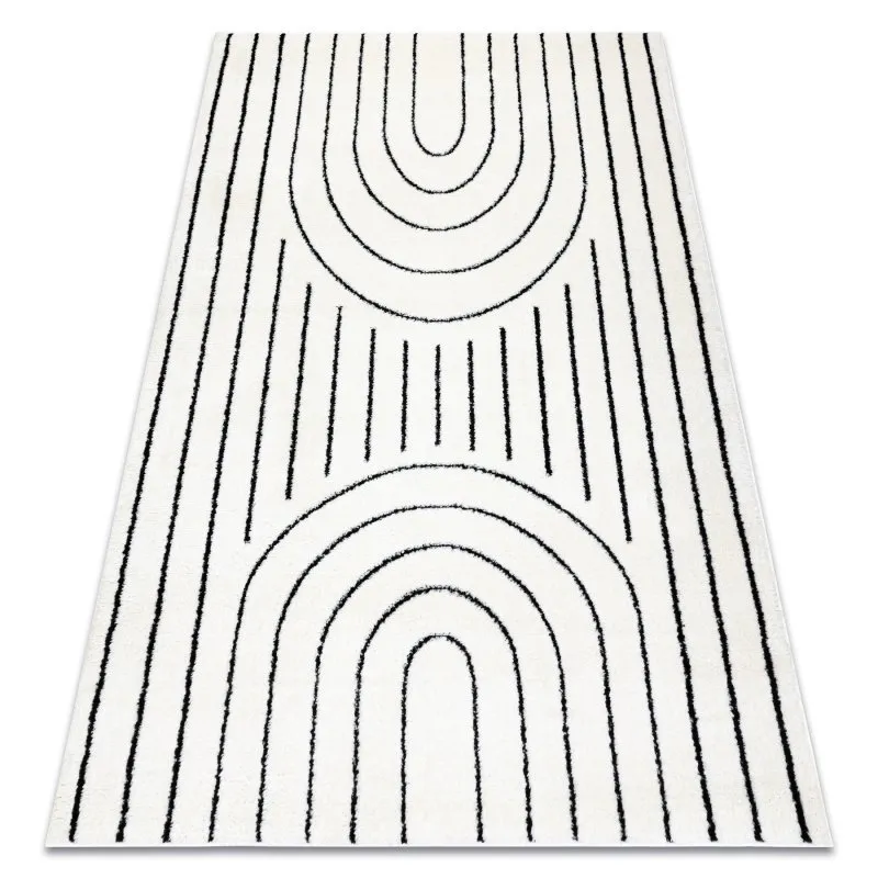 Dywan geometryczny kremowo-czarny, nowoczesny design, idealny do salonu