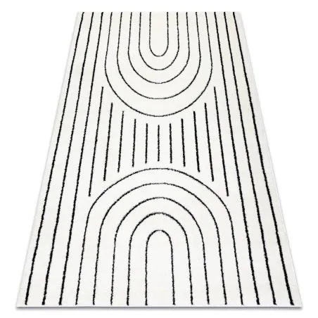 Dywan geometryczny kremowo-czarny, nowoczesny design, idealny do salonu