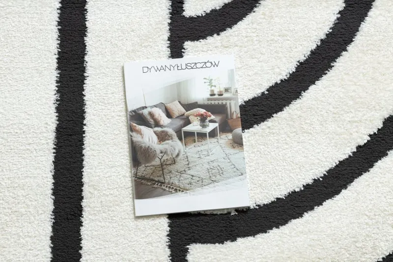 Nowoczesny dywan MODE 8631 w eleganckim połączeniu kremu i czerni