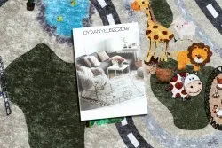 Beżowy dywan do prania JUNIOR 51803.804, wzór uliczek dla dzieci