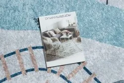 Niebieski dywan dla dzieci JUNIOR 52243.801, wzór torów kolejowych, antypoślizgowy