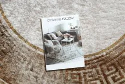 Okrągły dywan MIRO 51236.807 w stylu greckim, beżowo-złoty design