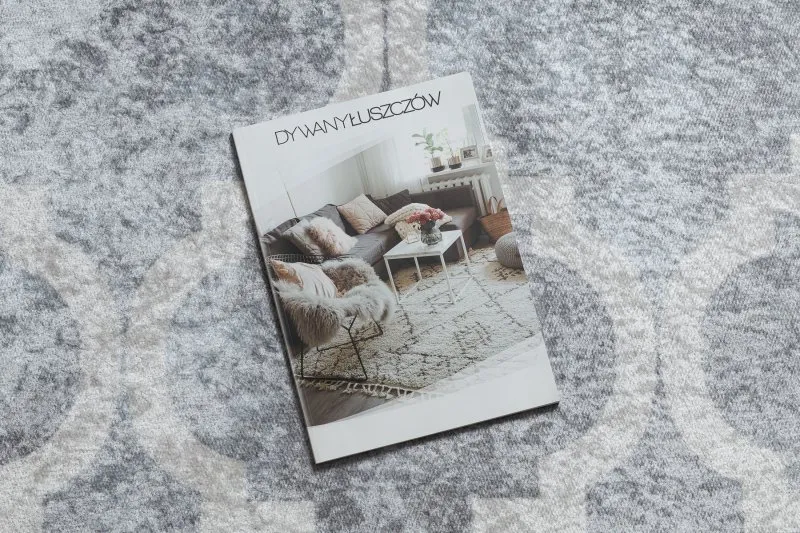 Szary dywan MIRO 51639.805 w kratkę do prania, stylowy i funkcjonalny