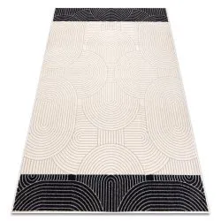 Dywan geometryczny ANGEL 7901 w kolorze beżowym i czarnym, wełniany