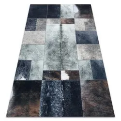Dywan PATCHWORK 21719 czarny - Skóra bydlęca, nowoczesny design, elegancka dekoracja