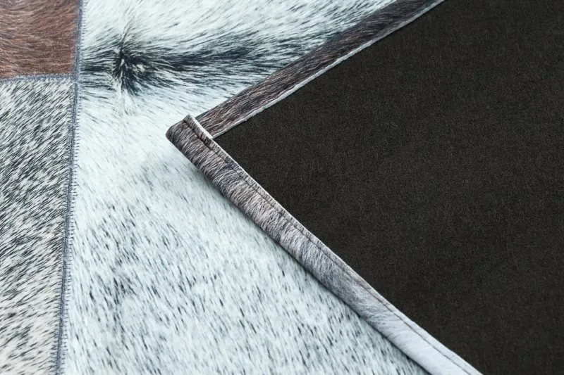 Dywan z naturalnej skóry bydlęcej, PATCHWORK 21719, luksusowy i trwały materiał