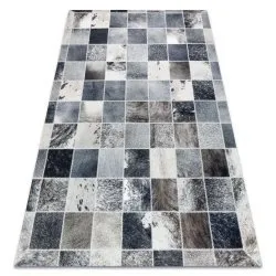 Dywan PATCHWORK 21716 szary - Skóra bydlęca, nowoczesny dywan do wnętrz