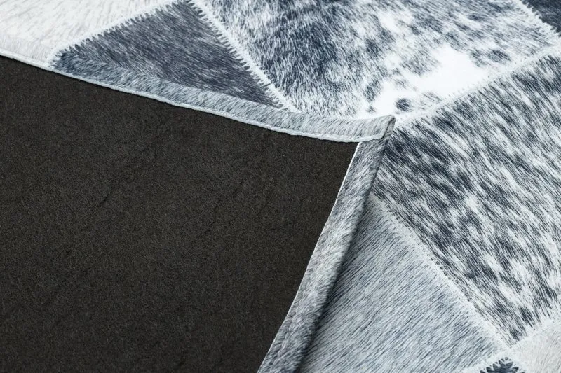 Dywan PATCHWORK 21716 szary, wykonany z naturalnej skóry bydlęcej, elegancki i trwały