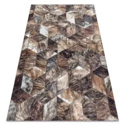 Dywan PATCHWORK 21715 brązowy - Skóra bydlęca, nowoczesny styl