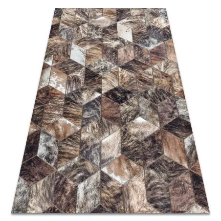 Dywan PATCHWORK 21715 brązowy - Skóra bydlęca, nowoczesny styl