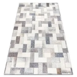 Dywan PATCHWORK 21723 szary z naturalnej skóry bydlęcej, nowoczesny styl