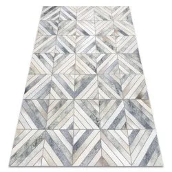 Dywan PATCHWORK 21721 w odcieniach beżu i szarości - skórzany, geometryczny