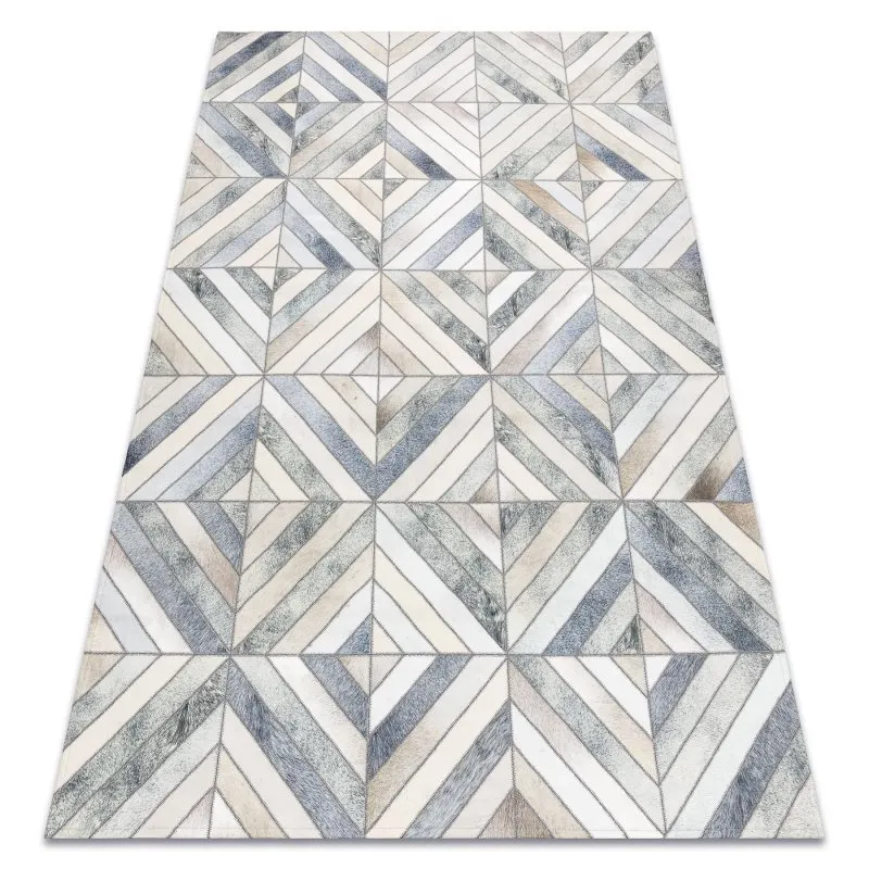 Dywan PATCHWORK 21721 w odcieniach beżu i szarości - skórzany, geometryczny