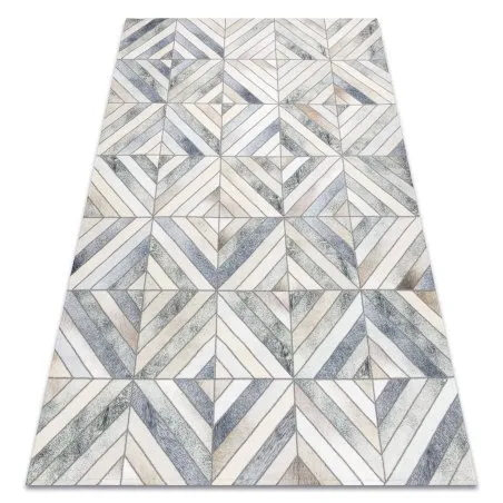 Dywan PATCHWORK 21721 w odcieniach beżu i szarości - skórzany, geometryczny