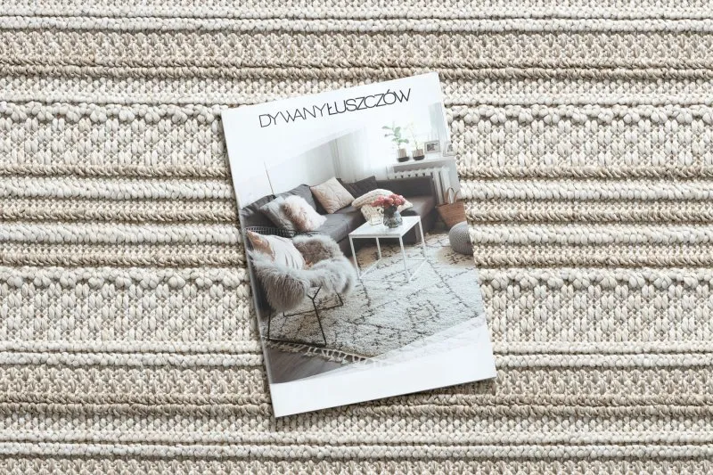 Beżowy dywan JERSEY 19233 w stylu BOHO, strukturalny design