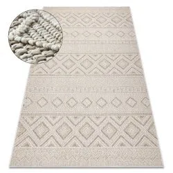 Dywan w kolorze beżowym, strukturalny pętelkowy, styl BOHO