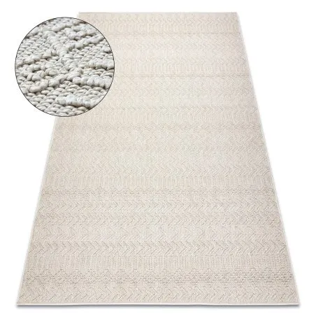 Dywan w kolorze kremowym, pętelkowy, strukturalny styl BOHO