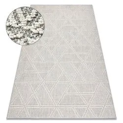 Dywan JERSEY 19241 szary o geometrycznym wzorze, nowoczesny dywan pętelkowy BOHO